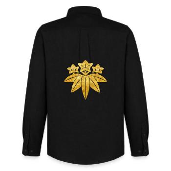 Vintage Faux Gold Kamakura Minamoto Japan Mon Art - Men's Oxford Shirt by Stanley/Stella - black - Back - AI Model Male 185 dark (185cm)