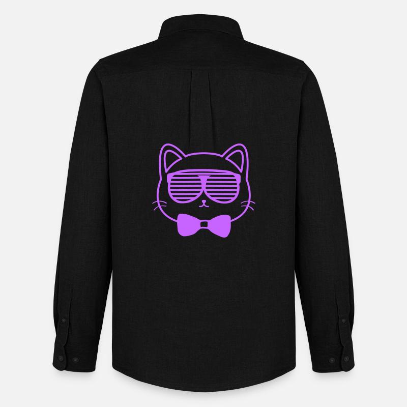 Katze mit Sonnenbrille - Männer Oxford Hemd von Stanley/Stella - Schwarz