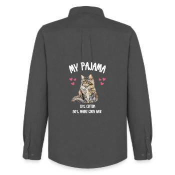 Maine Coon Pyjama - Männer Oxford Hemd von Stanley/Stella - Anthrazit - Hinten - AI Model Male 185 dark (185cm)