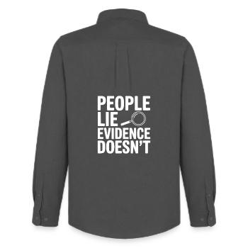 People Lie Evidence Doesn't - Men's Oxford Shirt by Stanley/Stella - anthracite - Back - AI Model Male 185 dark (185cm)
