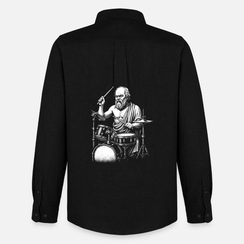 Ancient Greek Philosopher Socrates Drumming - Men's Oxford Shirt by Stanley/Stella - black
