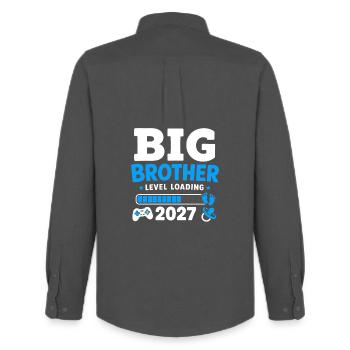Großer Bruder Level-Ladung 2027 - Männer Oxford Hemd von Stanley/Stella - Anthrazit - Hinten - AI Model Male 185 dark (185cm)