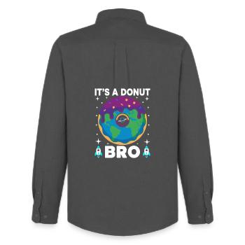 Donut Erde Bro Flacherde Flatearth Schwurbel - Männer Oxford Hemd von Stanley/Stella - Anthrazit - Hinten - AI Model Male 185 dark (185cm)