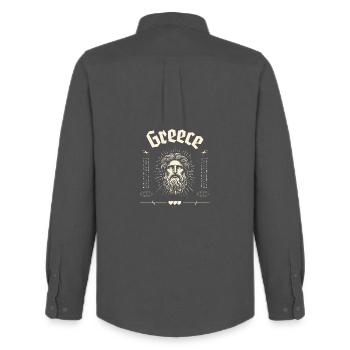 Greece Ancient God Portrait - Men's Oxford Shirt by Stanley/Stella - anthracite - Back - AI Model Male 185 dark (185cm)