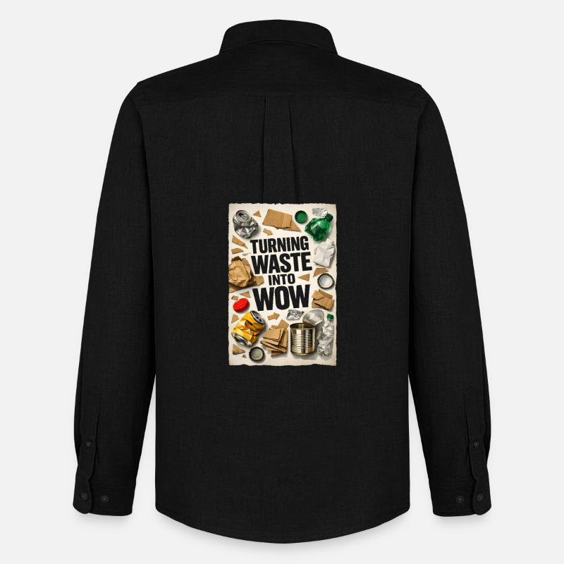 Abfall wird Wow | Upcycling Recycling - Männer Oxford Hemd von Stanley/Stella - Schwarz