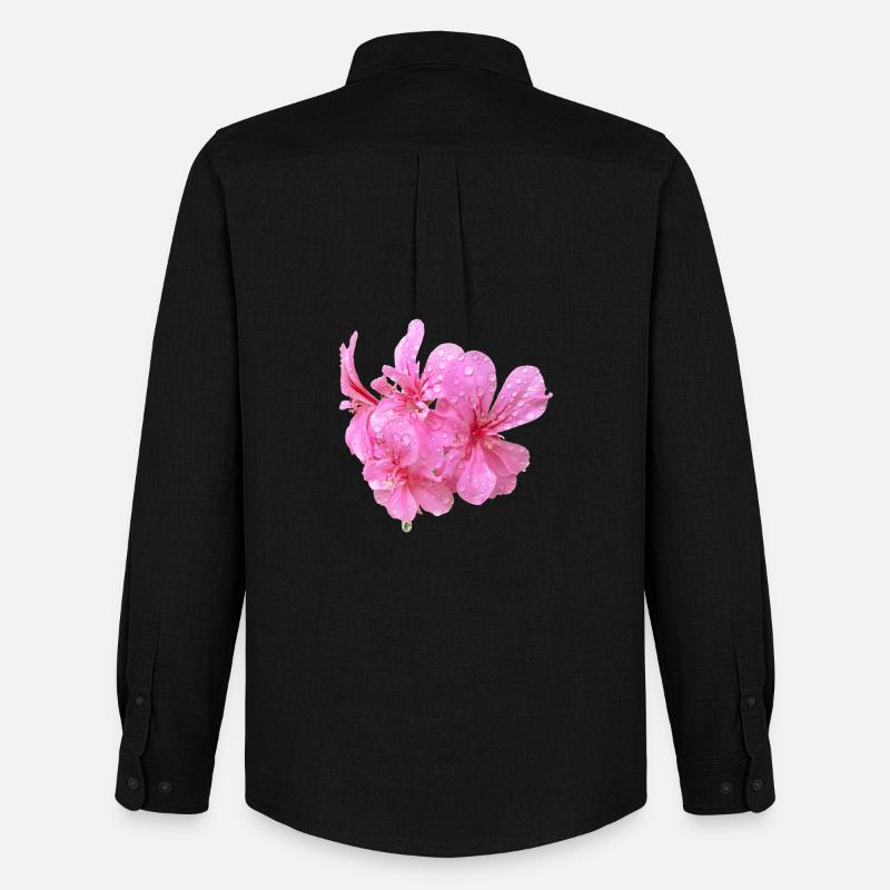 Vibrant_Pink_Geranium_Flowers - Männer Oxford Hemd von Stanley/Stella - Schwarz