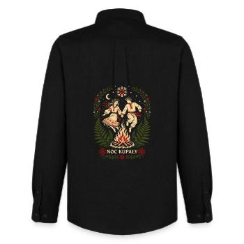 Noc Kupaly Dance - Men's Oxford Shirt by Stanley/Stella - black - Back - AI Model Male 185 dark (185cm)