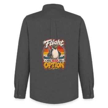Combative penguin: Never an option - Men's Oxford Shirt by Stanley/Stella - anthracite - Back - AI Model Male 185 dark (185cm)