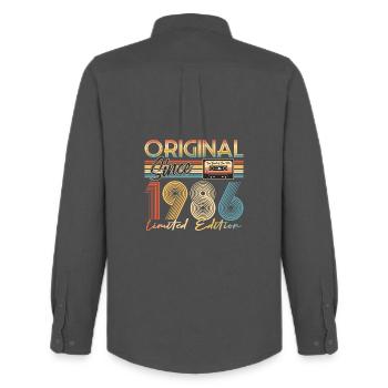 40th birthday, 40 years - Men's Oxford Shirt by Stanley/Stella - anthracite - Back - AI Model Male 185 dark (185cm)