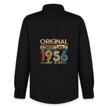 70e anniversaire, 70 ans - Chemise Oxford homme Stanley/Stella - noir - Dos - AI Model Male 185 dark (185cm)
