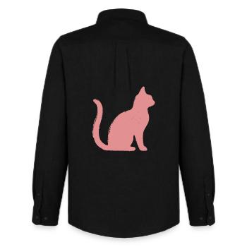 Cat Outline - Pastel - Men's Oxford Shirt by Stanley/Stella - black - Back - AI Model Male 185 dark (185cm)