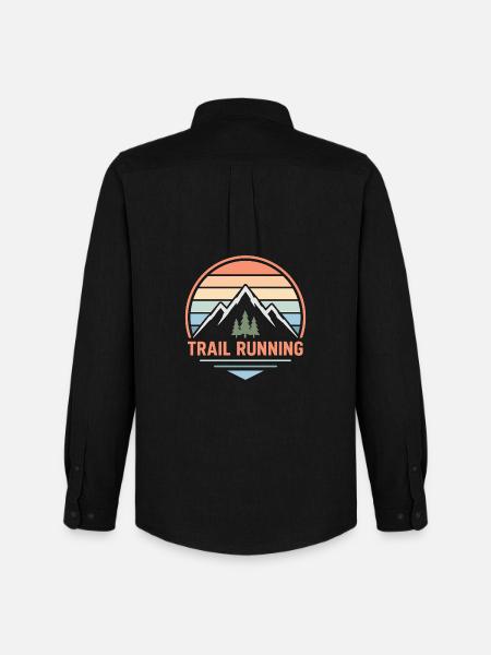 Trail Running Pastel Mountain Sunset - Men's Oxford Shirt by Stanley/Stella - black