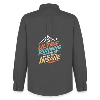 Ultra Running is a Mental Sport & We're All Insane - Men's Oxford Shirt by Stanley/Stella - anthracite - Back - AI Model Male 185 dark (185cm)