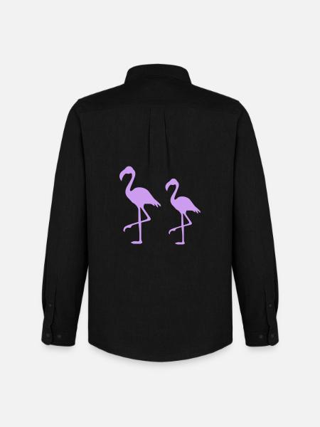 Two Flamingos Silhouettes Purple - Men's Oxford Shirt by Stanley/Stella - black