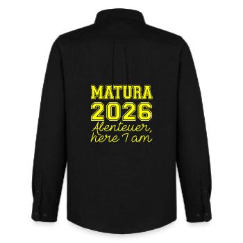Matura 2026 Spruch - Chemise Oxford homme Stanley/Stella - noir - Dos - AI Model Male 185 dark (185cm)