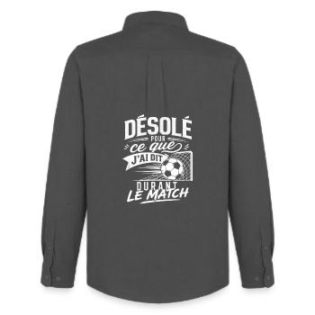 Désolé Pour Mes paroles le Match - Humour Football - Chemise Oxford homme Stanley/Stella - charbon - Dos - AI Model Male 185 dark (185cm)