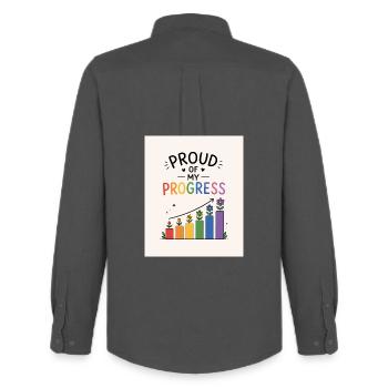 Proud of my progress - Men's Oxford Shirt by Stanley/Stella - anthracite - Back - AI Model Male 185 dark (185cm)