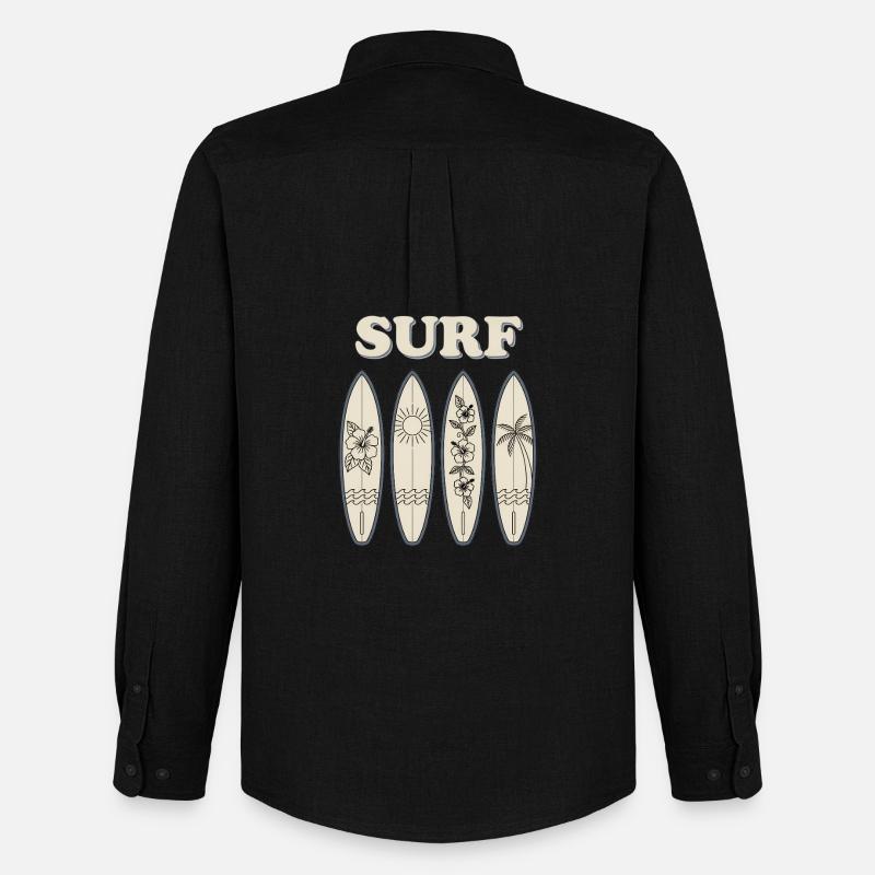 Surf Hibiscus Quartet Surfing - Männer Oxford Hemd von Stanley/Stella - Schwarz