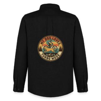 Mon chien adore le mode turbo E-VTT rétro - Chemise Oxford homme Stanley/Stella - noir - Dos - AI Model Male 185 dark (185cm)