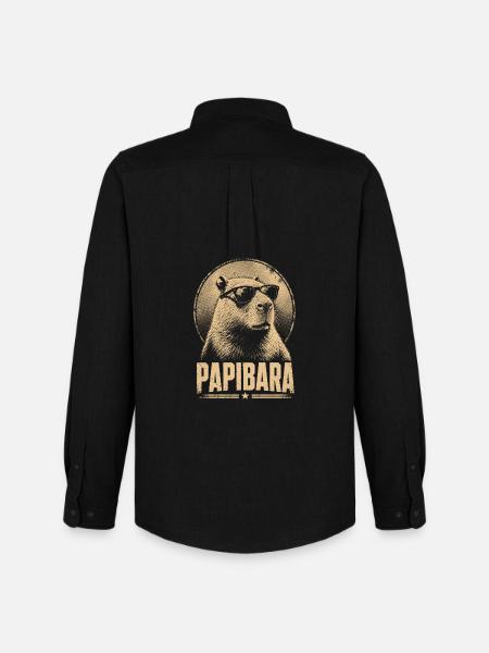 Papibara Brillen-Lama Retro - Männer Oxford Hemd von Stanley/Stella - Schwarz