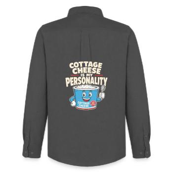 Cadeau de collation riche en protéines pour les amateurs de gastronomie - Chemise Oxford homme Stanley/Stella - charbon - Dos - AI Model Male 185 dark (185cm)