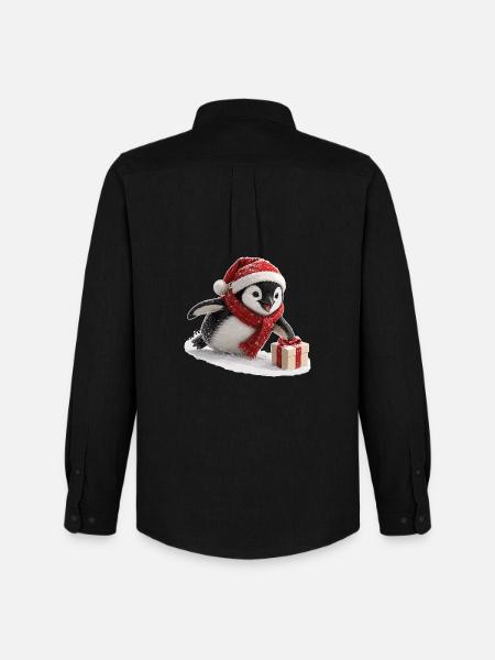 Weihnachts Pinguin - Männer Oxford Hemd von Stanley/Stella - Schwarz