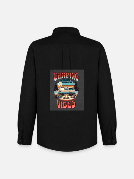 Retro Camper Vibes by Campfire - Men's Oxford Shirt by Stanley/Stella - black