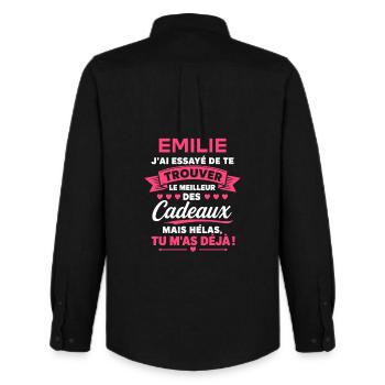 Emilie Cadeaux: Tu M’as Déjà - Chemise Oxford homme Stanley/Stella - noir - Dos - AI Model Male 185 dark (185cm)