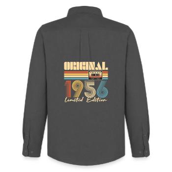 70e anniversaire, 70 ans - Chemise Oxford homme Stanley/Stella - charbon - Dos - AI Model Male 185 dark (185cm)