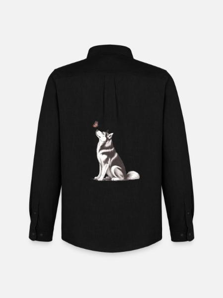4. Siberian Husky Geschenk für Hundebesitzer - Männer Oxford Hemd von Stanley/Stella - Schwarz
