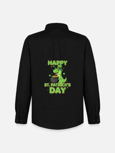 Joyeux dinosaure pour la Saint-Patrick - Chemise Oxford homme Stanley/Stella - noir
