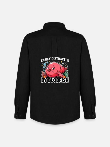 Easily Distracted By Blobfish Lustiger Blobfisch - Men's Oxford Shirt by Stanley/Stella - black