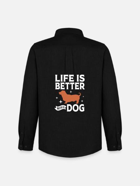basset hound - Men's Oxford Shirt by Stanley/Stella - black