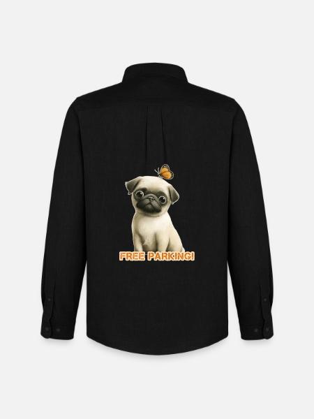 Funny Pug Free Parking - Men's Oxford Shirt by Stanley/Stella - black