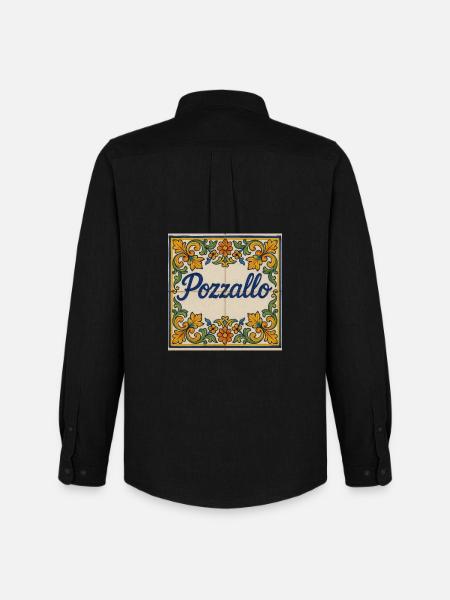 Pozzallo Fliesenmuster mit Blumenranken - Männer Oxford Hemd von Stanley/Stella - Schwarz
