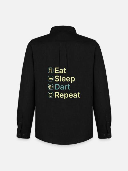 Eat Sleep Darts Repeat Funny Dart Player Gift - Men's Oxford Shirt by Stanley/Stella - black