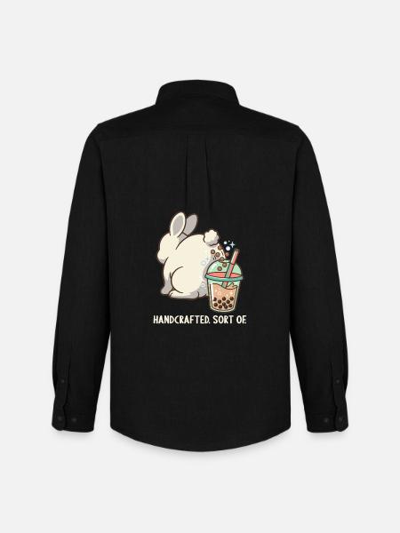 Cute Bunny Funny Boba Bubble Tea - Men's Oxford Shirt by Stanley/Stella - black