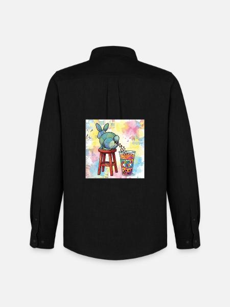 Cute Bunny Funny Boba Bubble Tea - Men's Oxford Shirt by Stanley/Stella - black