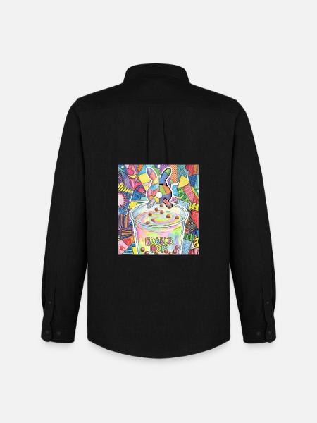Cute Bunny Funny Boba Bubble Tea - Men's Oxford Shirt by Stanley/Stella - black