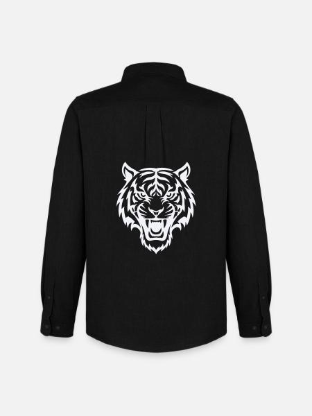 Stylized tiger head pattern - Men's Oxford Shirt by Stanley/Stella - black