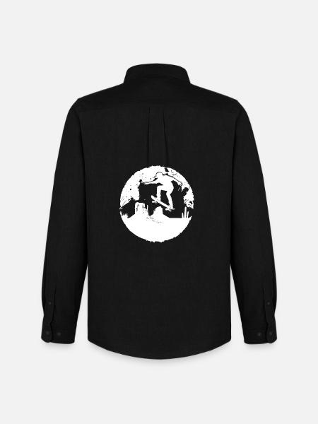 Skateboarder Drawing - Men's Oxford Shirt by Stanley/Stella - black