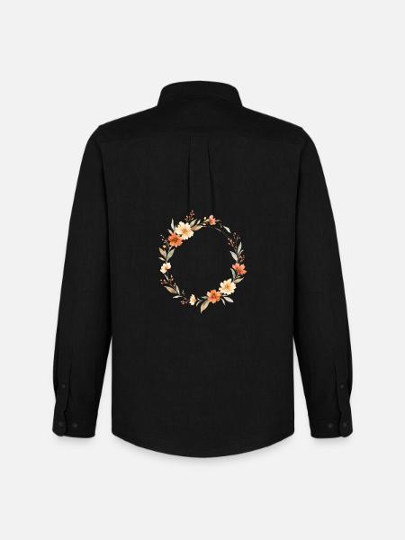 Boho Floral Wreath Personalizable - Men's Oxford Shirt by Stanley/Stella - black