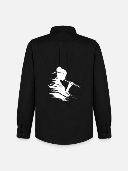 Drawing flutist - Men's Oxford Shirt by Stanley/Stella - black