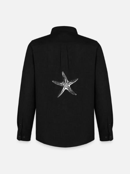 Starfish Silhouette Saltwater Sketch - Men's Oxford Shirt by Stanley/Stella - black