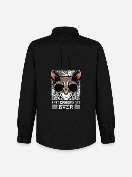 Best Grandpa Cat Ever - Men's Oxford Shirt by Stanley/Stella - black