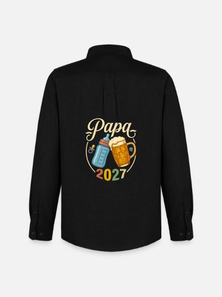 Papa 2027 – Retro-Bier-und-Flaschen-Geschenk - Männer Oxford Hemd von Stanley/Stella - Schwarz
