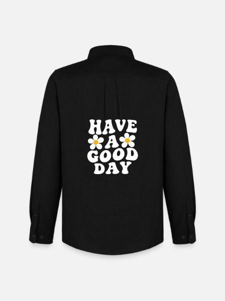 Have a Good Day Daisy Motif - Men's Oxford Shirt by Stanley/Stella - black
