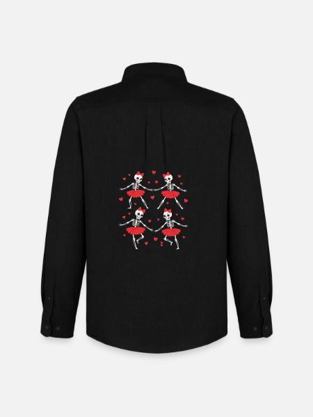 Skeleton dances in red tutu - Men's Oxford Shirt by Stanley/Stella - black