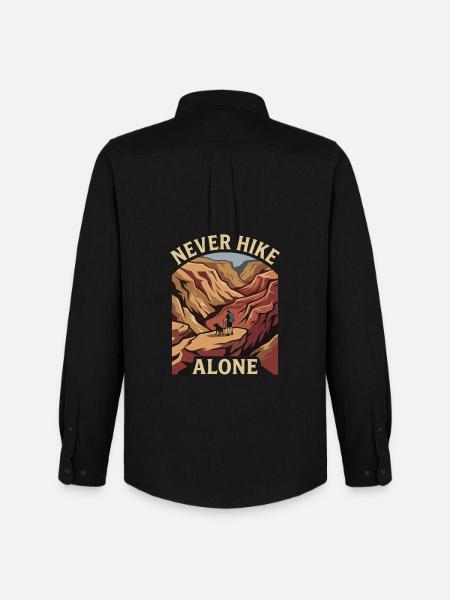 Mountains - Never Hike Alone - Men's Oxford Shirt by Stanley/Stella - black