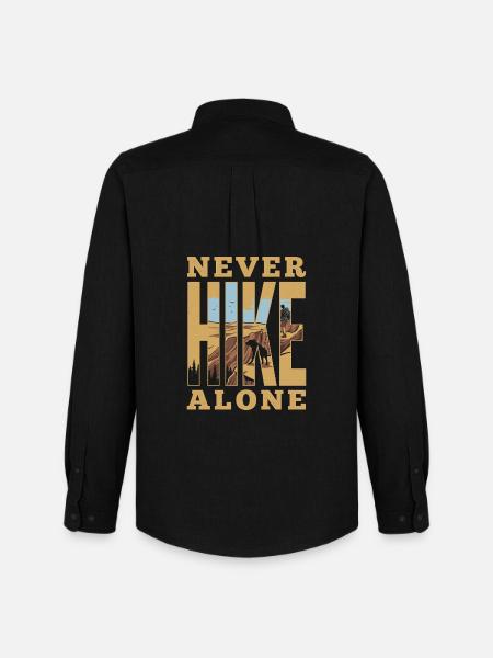 Mountains - Never Hike Alone - Men's Oxford Shirt by Stanley/Stella - black